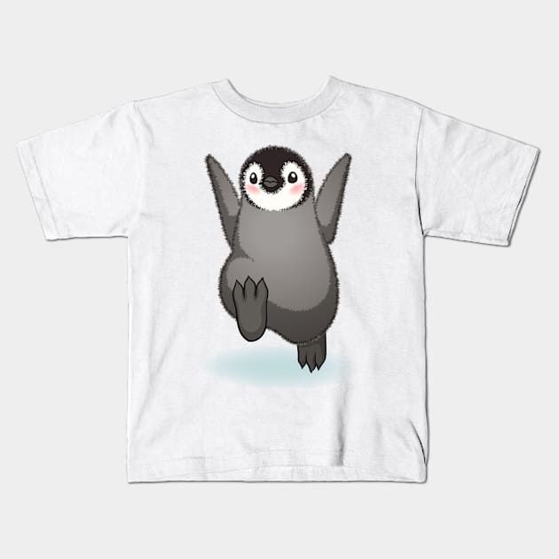 Happy emperor penguin chick Kids T-Shirt by tomodaging